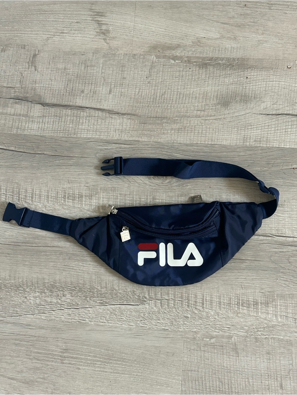 FILA Retro Belt Bag, 3 Pocket Fanny Pack W/ Logo, Blue
